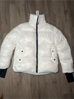Dynamite Bright White Puffer with Black Zipper Trim